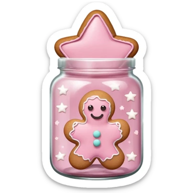 pastel pink christmas gingerbread cookies in jar with pink lid and a star sticker