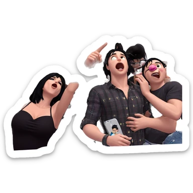 boys with black hair kissing sticker