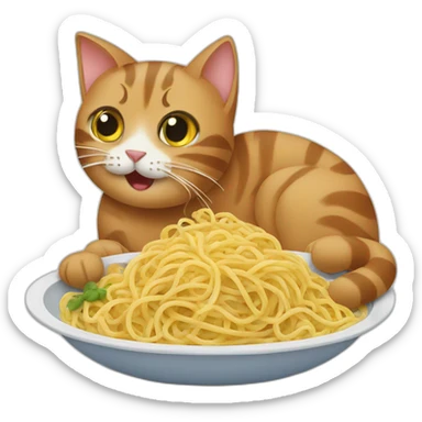Cat eating spaghetti sticker