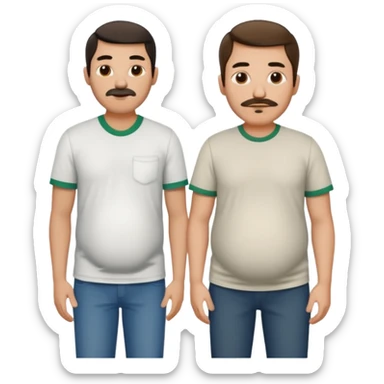 two men standing besides each other. 1 man is white, and the other man is mexican and pregnant. sticker