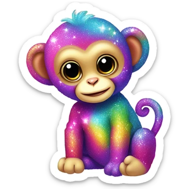 Lisa frank sparkly rainbow baby monkey with heart sticker