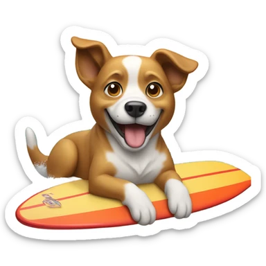 Dog on a surfboard  sticker