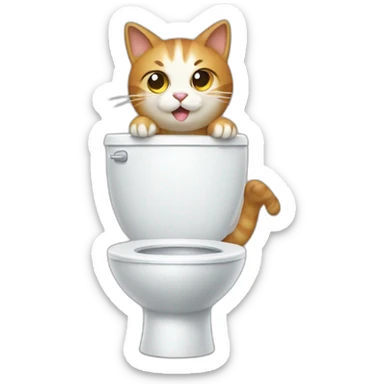 Cat pooping on a toilet sticker