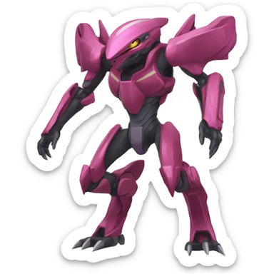 a Genesect-Raptor-Fakémon—hybrid with a futuristic visor-helmet full body sticker