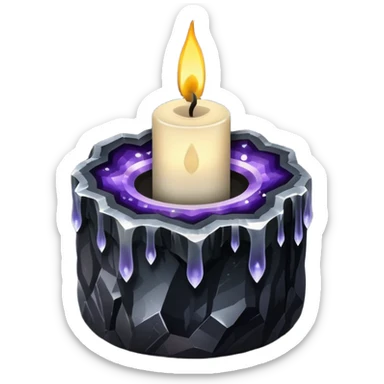 Black candle on a dark geode crystal sticker