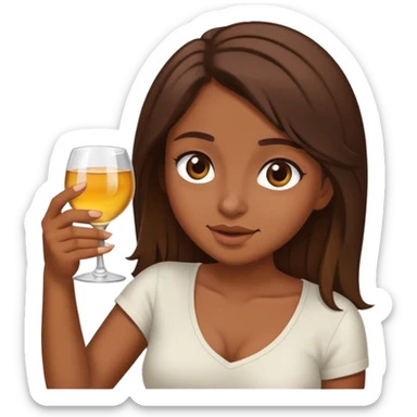 Brown hair girl drunk holding alcohol  sticker