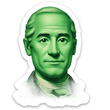 A green dollar bill with minimum detail facing the camera sticker