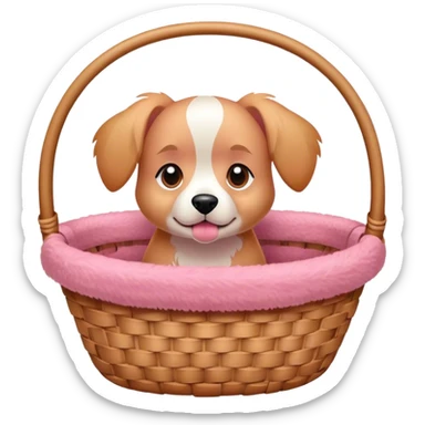 Pink dog in basket sticker