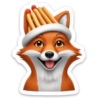 Fox wearing a hotdog hat  sticker
