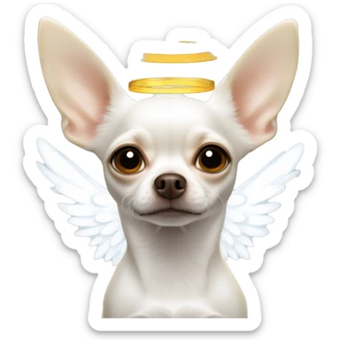 White Chihuahua with angel wings and halo sticker