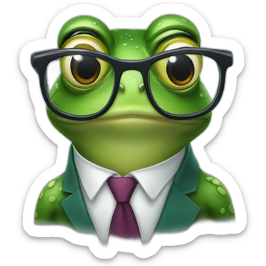 a frog wearing glasses and tie sticker