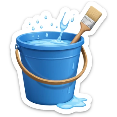 Bucket and brush for cleaning sticker