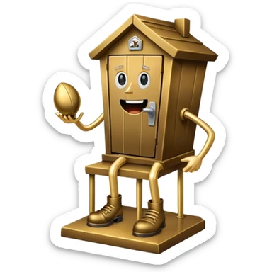 A "I STINK AT FANTASY FOOTBALL" trophy featuring an outhouse-shaped figure with legs on a metallic base - perfect for commemorating league losers.​​​​​​​​​​​​​​​​ sticker