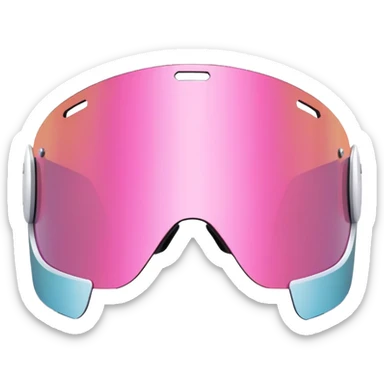 oversized frameless pink shield visor, futuristic Y2K style, wrap-around one-piece lens sticker