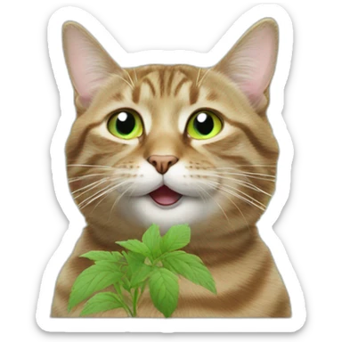 Cat getting high on catnip sticker