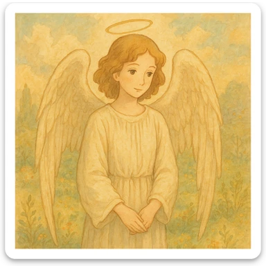 angel, gentle expression, soft light sticker