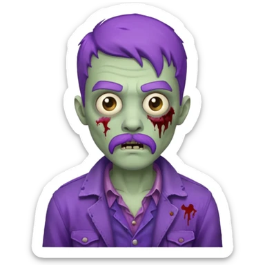 young zombie with purple mustache sticker