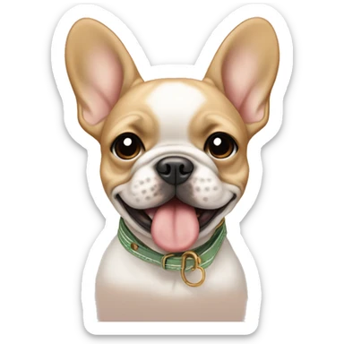 tan puppy frenchie with a sperry on her mouth  sticker