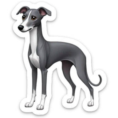 skinny fully dark grey whippet sticker