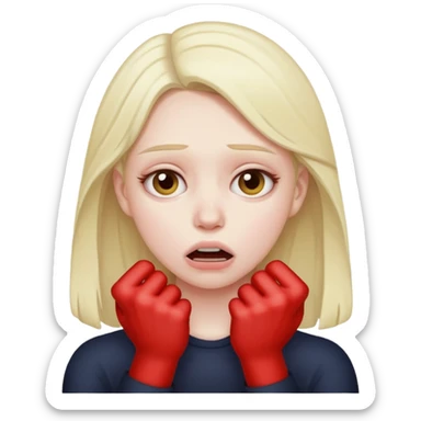 a girl pretending to choke them self sticker