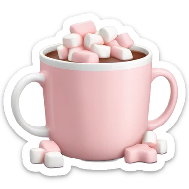 Light Pink mug of hot chocolate with marshmallows  sticker