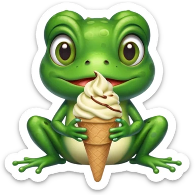 Frog eating an ice cream sticker