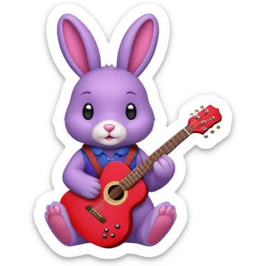 Bonnie the purple bunny holding a red guitar sticker