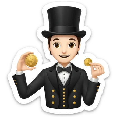 Magician with top hat,Street Performers,background street setup, with coins box. sticker
