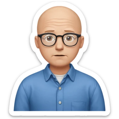 bald man with glasses shrugging sticker