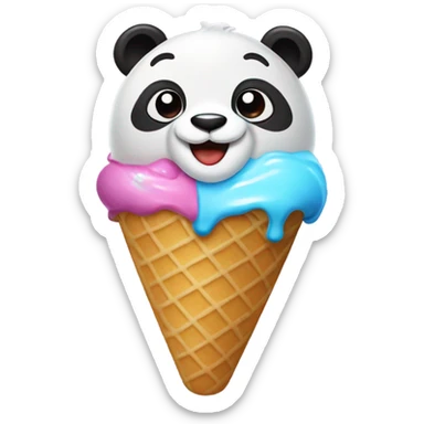 Panda eating ice cream sticker