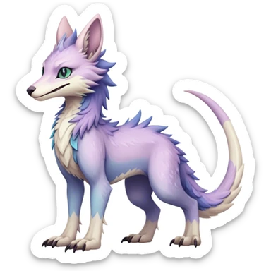 Feral Rare Fantasy cute pastel Vernid-Sergal-animal-creature-hybrid by LiLaiRa, markings, tufted ears, full body sticker
