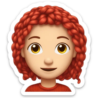 red, yarn-like hair sticker