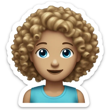 Curly hair blue eyes girl with one arm  sticker