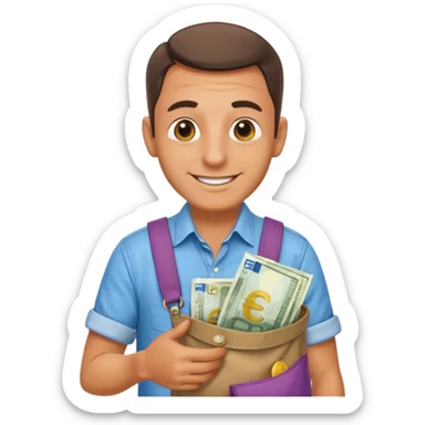 UNCLE WITH a bag of Euro MONEY sticker