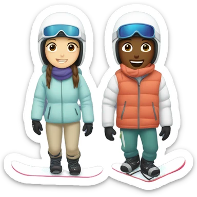 Couple snowboarding in Japan sticker