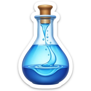 Blue potion bottle open with the liquid falling out (Upside-down with no cork) sticker