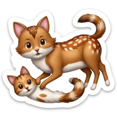 Cat kicking inside deer’s stomach, sticker