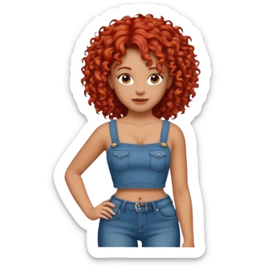 OGER with red curly hair that looks Mexican that is big and fat wearing jeans and a crop top sticker
