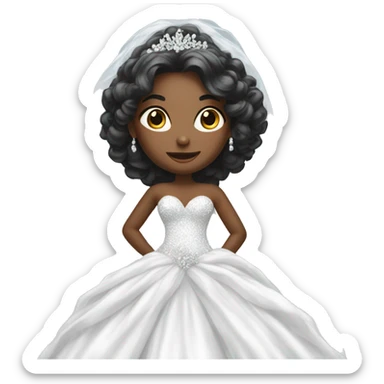Beautiful girl in huge sparkling white wedding dress  sticker
