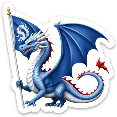 Create a flag with a red background and a white dragon like the red dragon of the welsh flag sticker