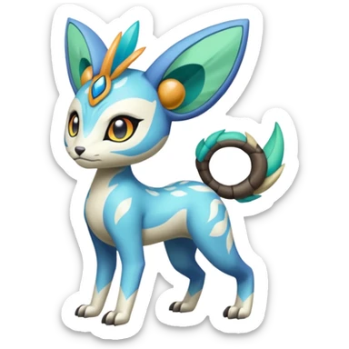 Colorful Exotic Randomly-colored Cartoon Meloetta-WereGarurumon-Trico-Pokémon-Fakémon-fusion-hybrid-creature sticker