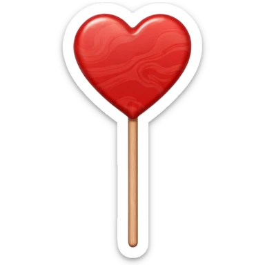 heart shaped semi transparent red lollipop on a stick sticker