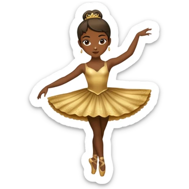 dark-skinned ballerina wearing golden outfit sticker