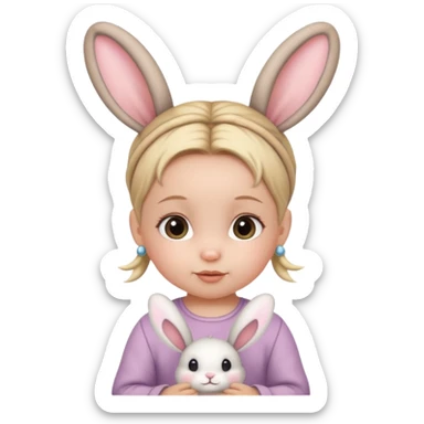 bunny ear accessory wearing baby bun hair sticker