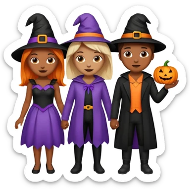 Three best friends cute Halloween sticker