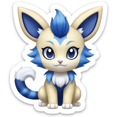 Shiny Cute Adorable Meowth-Luxio-Meowstic-Hybrid-Creature with pattern-markings sticker