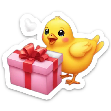 baby chick with hearts handing over a gift sticker