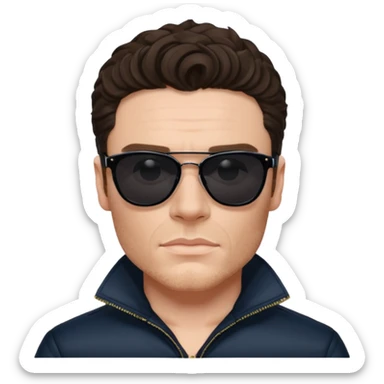 Richard Madden as his character in the Bodyguard TV series, with sunglasses on and an earpiece. sticker