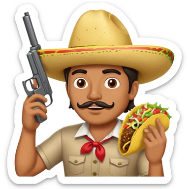 mexican man eating taco with gun sticker