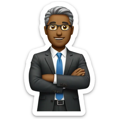 A businessman with presenting sticker